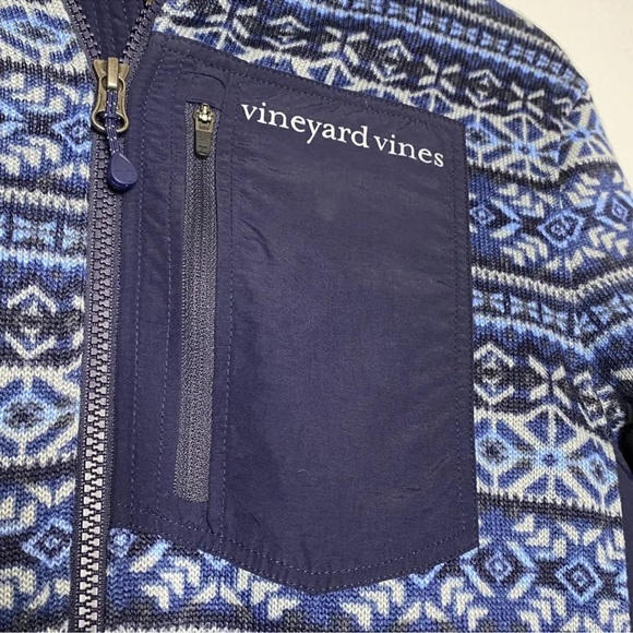 Vineyard Vines Fairisle Full Zip Mock Neck Jacket Blue Multi Size XS - Picture 2 of 6